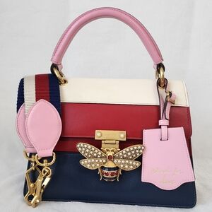 Auth Gucci Queen Margaret Bee Top Handle/Shoulder Bag